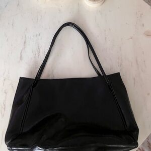 Elegant Black Women's Vegan shiny Tote Bag